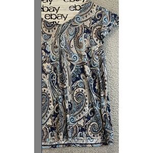 JM Collection Women's‎ Top Blue Paisley XL